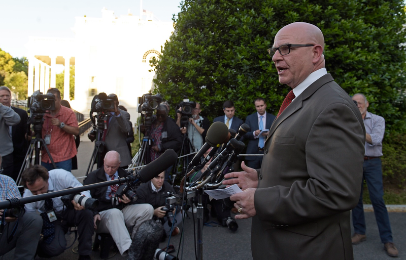 National Security Adviser H.R. McMaster speaks to the media outside the West Wing of the White House in Washington, Monday, May 15, 2017. (AP Photo/Susan Walsh)